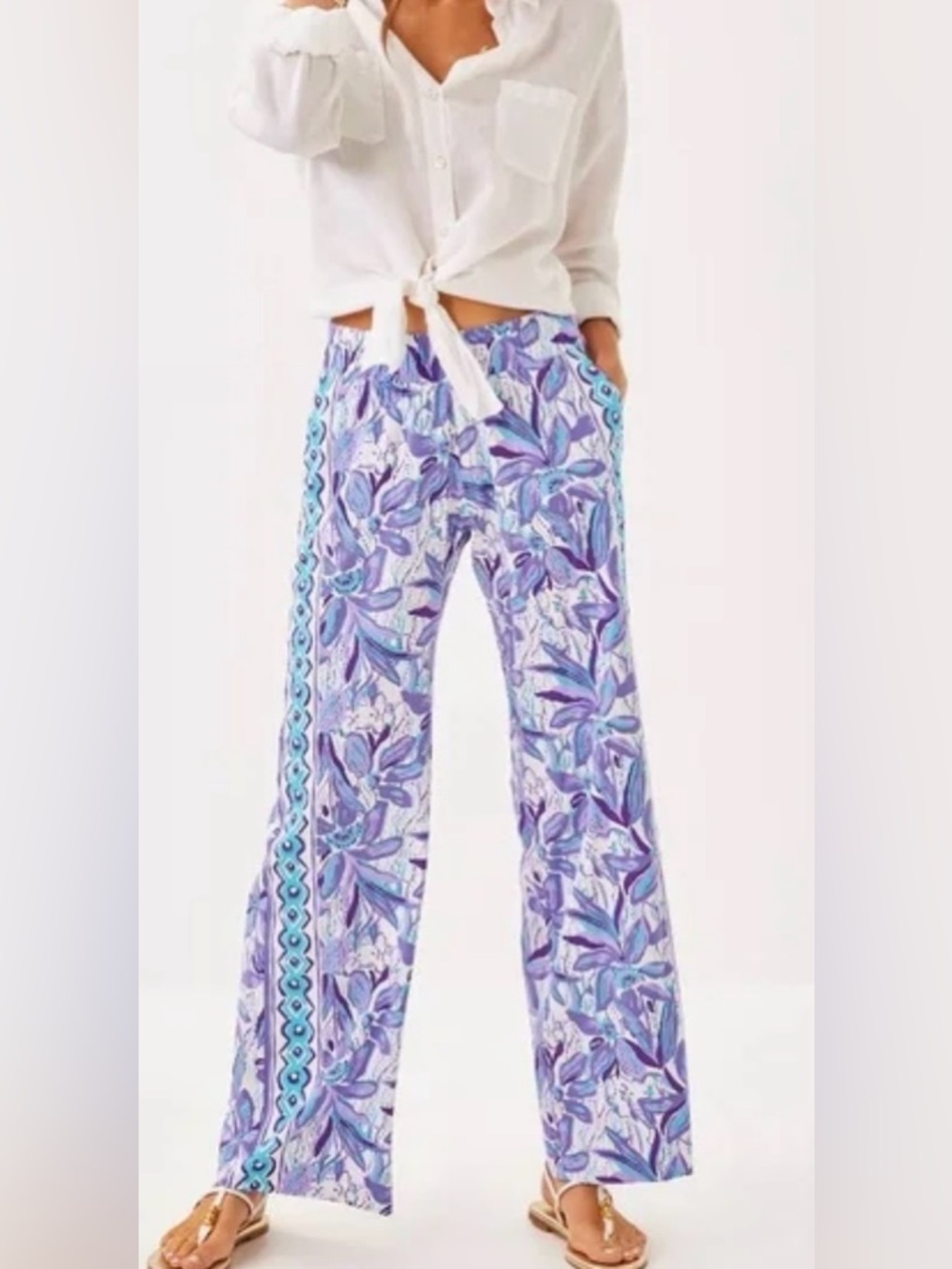 Lilly Pulitzer Bal Harbour Palazzo Pants Tropicalia Purple Elephant In The Bloom